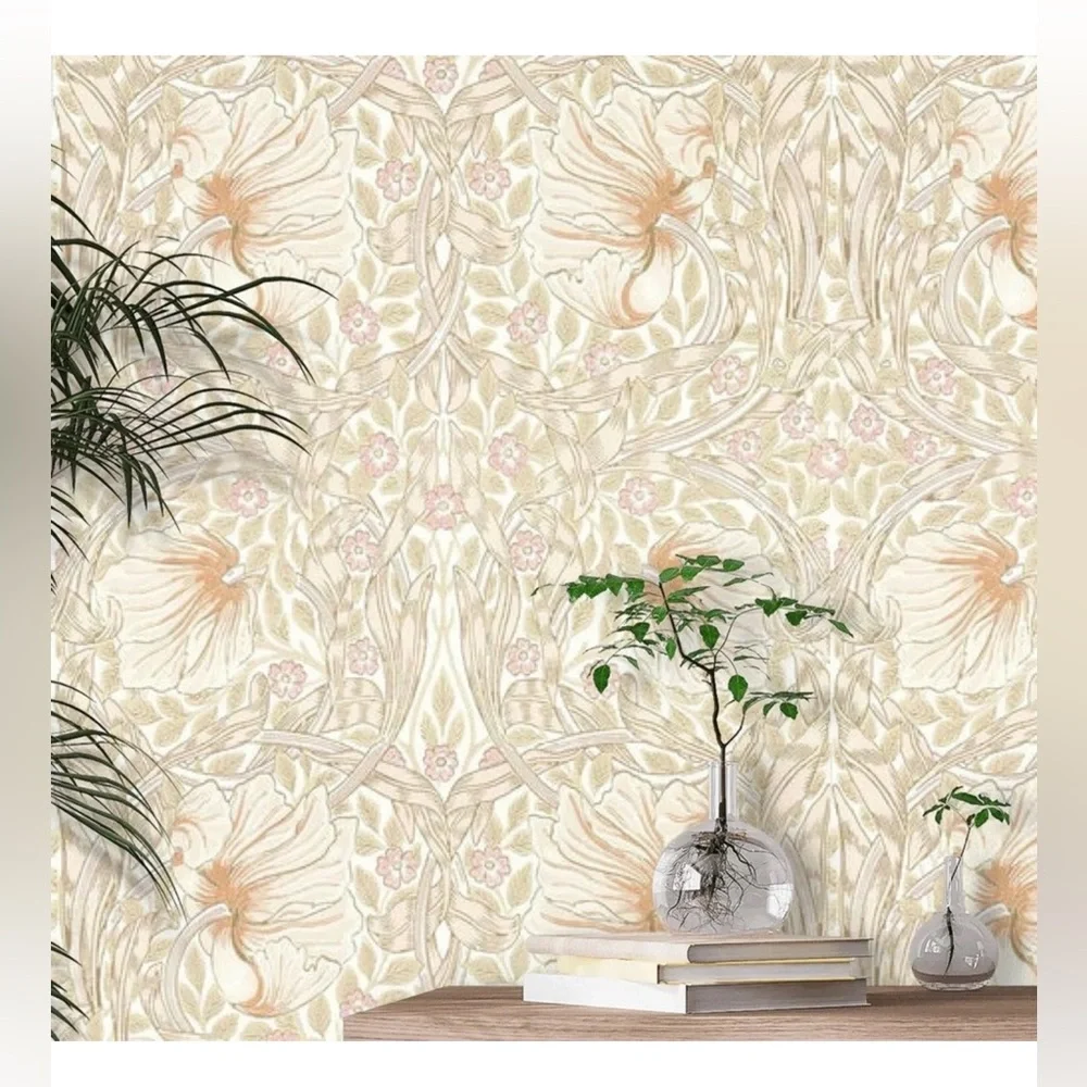 Anthropologie x Morris & Co. Pimpernel Floral Wallpaper Wall Art Mural in Sand